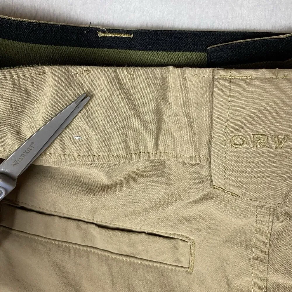 Orvis Tech Cargo Shorts Mens 36 Tan Hiking Outdoor Ripstop Nylon Stretch Media